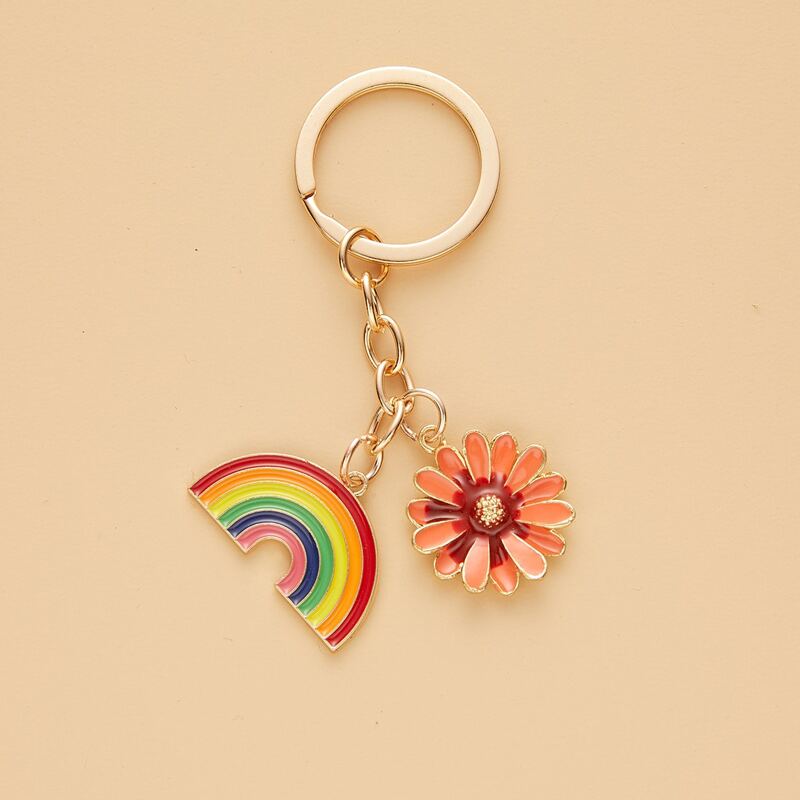 

Flower Charm Keychain, Multicolor