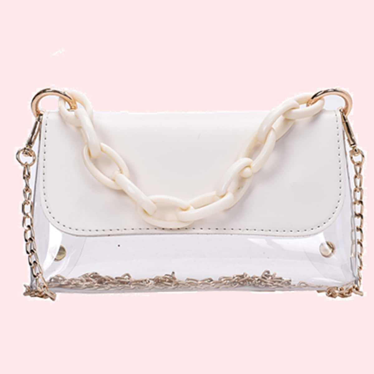 

Transparent Chain Crossbody Bag, White