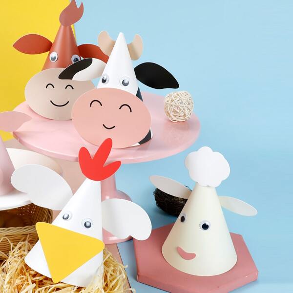 

1pc Animal Shaped Birthday Cap, Multicolor