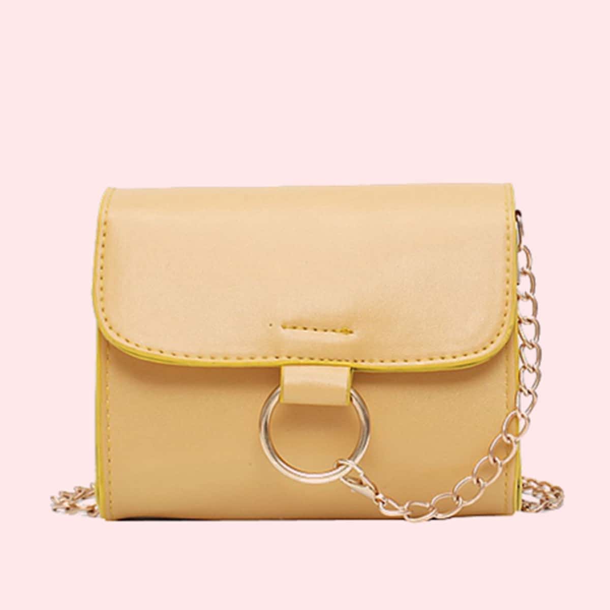 

Ring Flap Chain Crossbody Bag, Yellow
