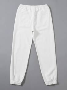 Jean Kantong Plain Putih Casual - Putih - View 2