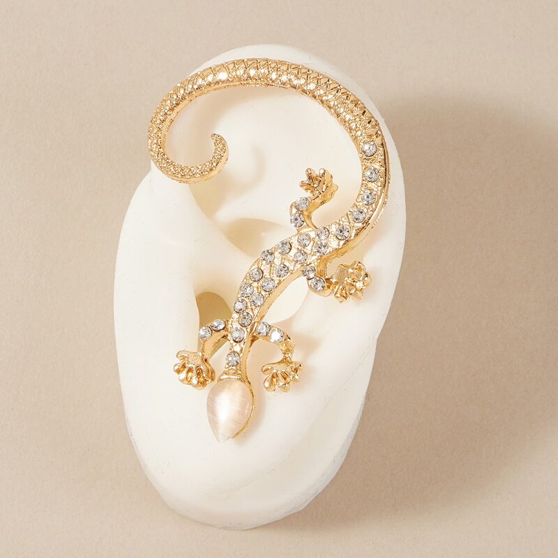 

1pc Gecko Shaped Ear Climber, Gold