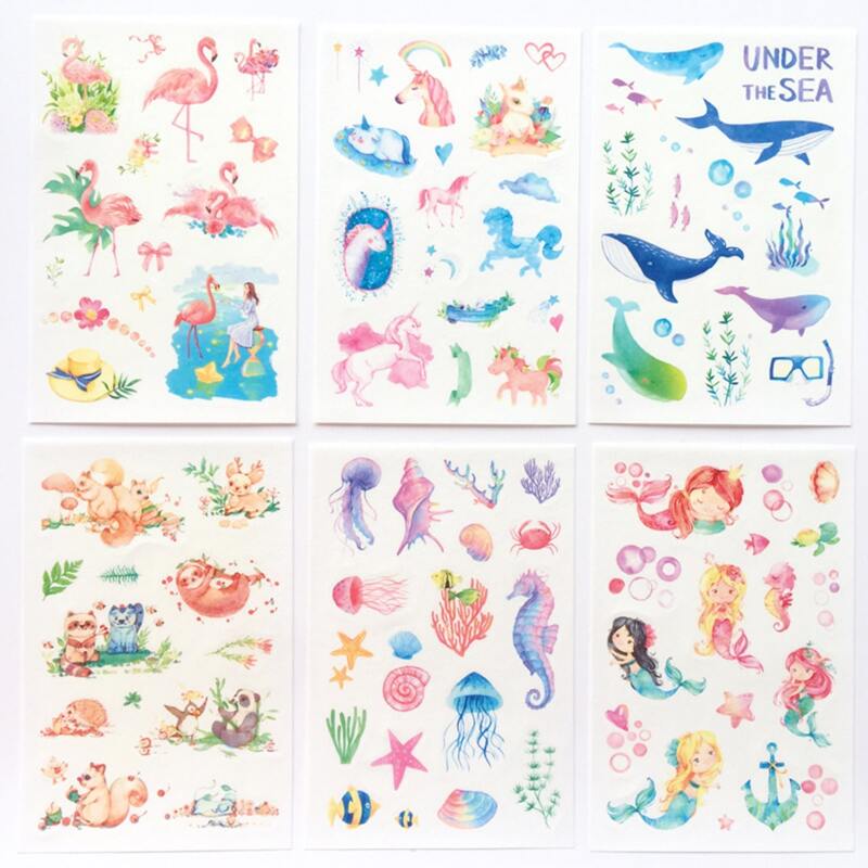 

6sheets Cartoon Random Sticker, Multicolor