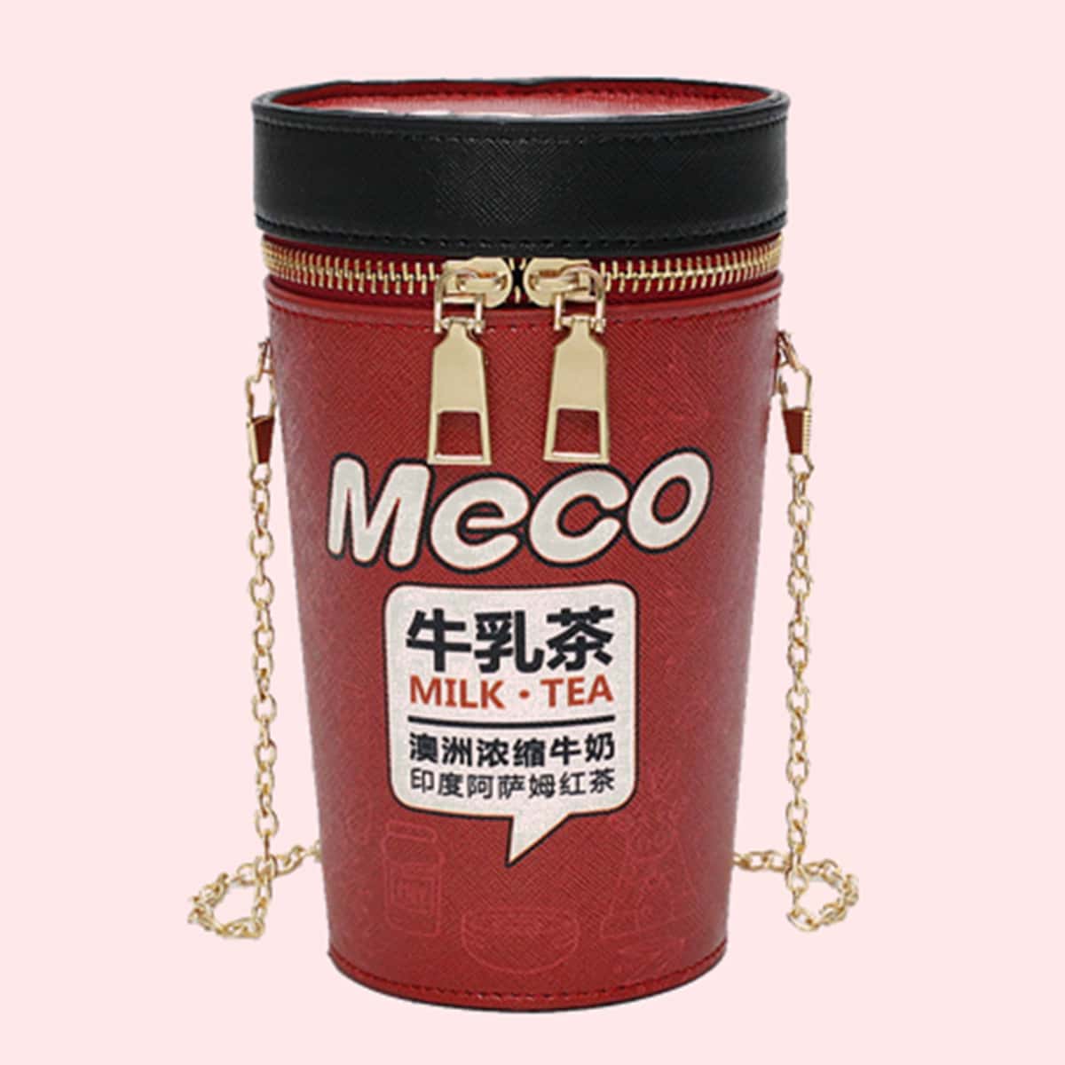 

Coffee Cup Chain Crossbody Bag, Red