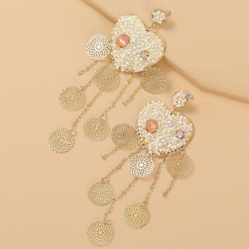 

Heart Shaped Drop Earrings, Gold