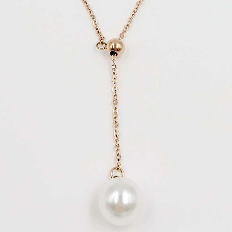 

Faux Pearl Charm Necklace, Gold