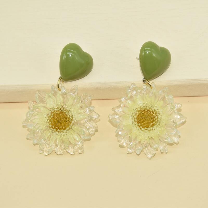 

Flower Shaped Drop Earrings, Green