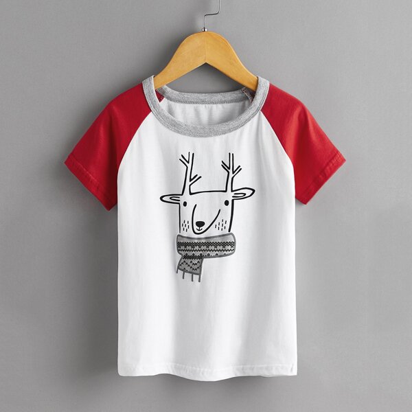 

Toddler Girls Cartoon Graphic Raglan Sleeve Tee, White