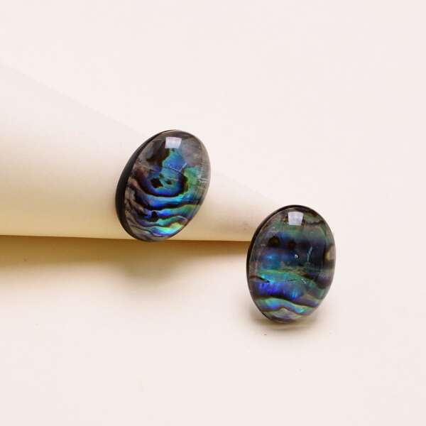 

Oval Stud Earrings, Multicolor