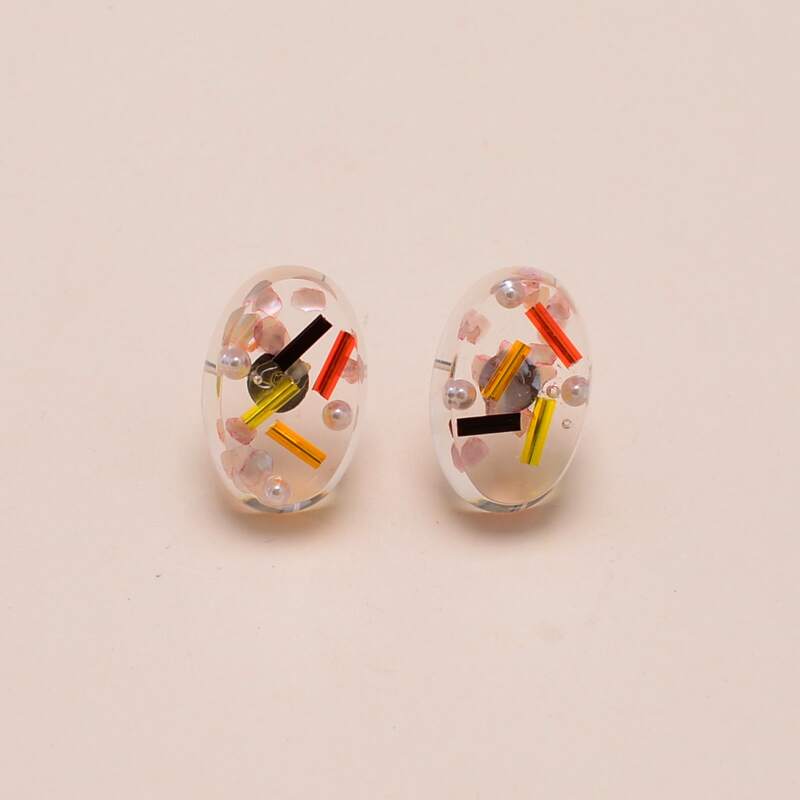 

Oval Stud Earrings, Multicolor