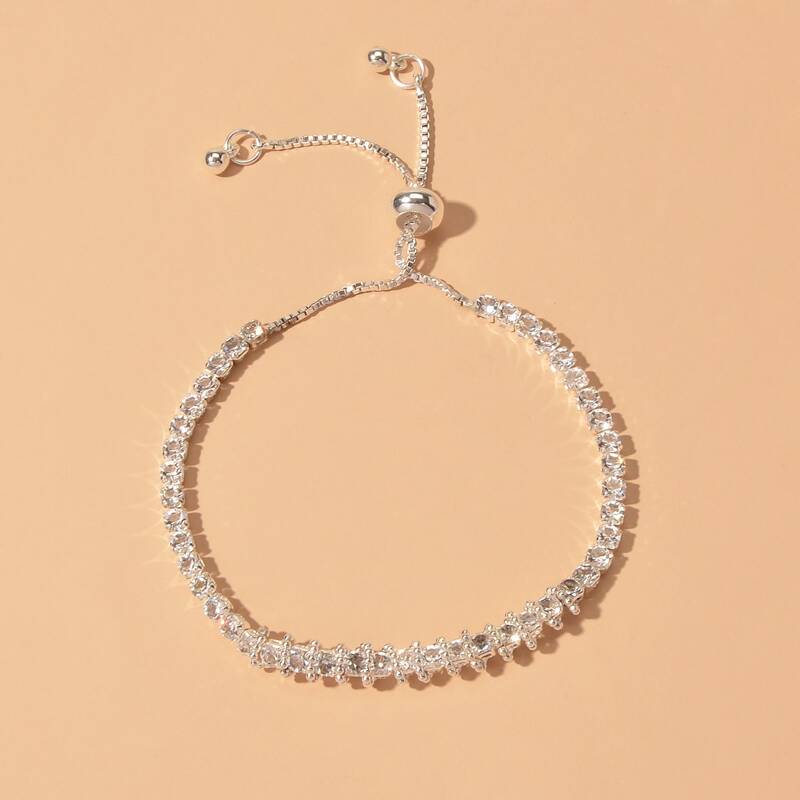 

Rhinestone Decor Bracelet, Silver