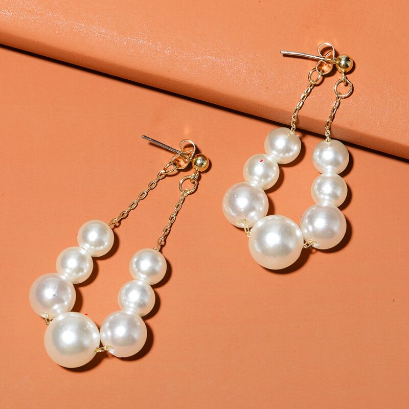 

Faux Pearl Decor Drop Earrings, White
