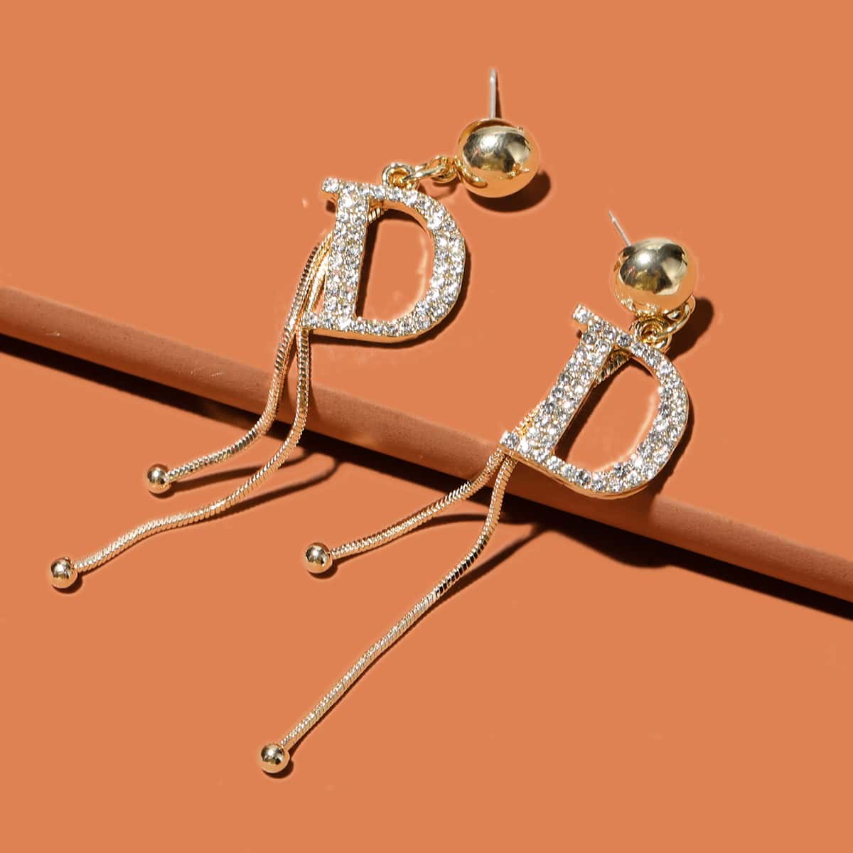 

Rhinestone Decor Drop Earrings, Gold
