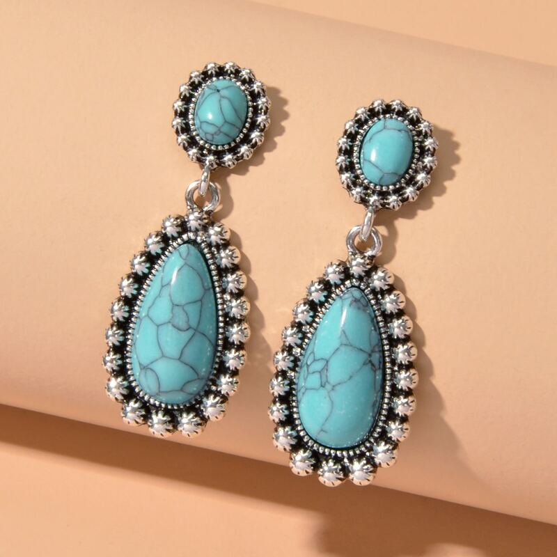

Water Drop Shaped Drop Earrings, Blue