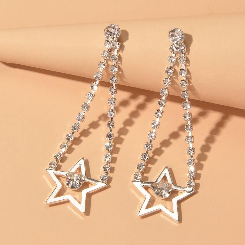 

Star Shaped Drop Earrings, Gold