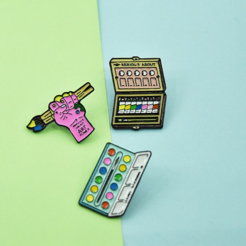

3pcs Paintbrush Shaped Brooch, Multicolor