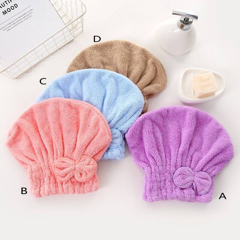 

1pc Bow Decor Dry Hair Cap, Multicolor