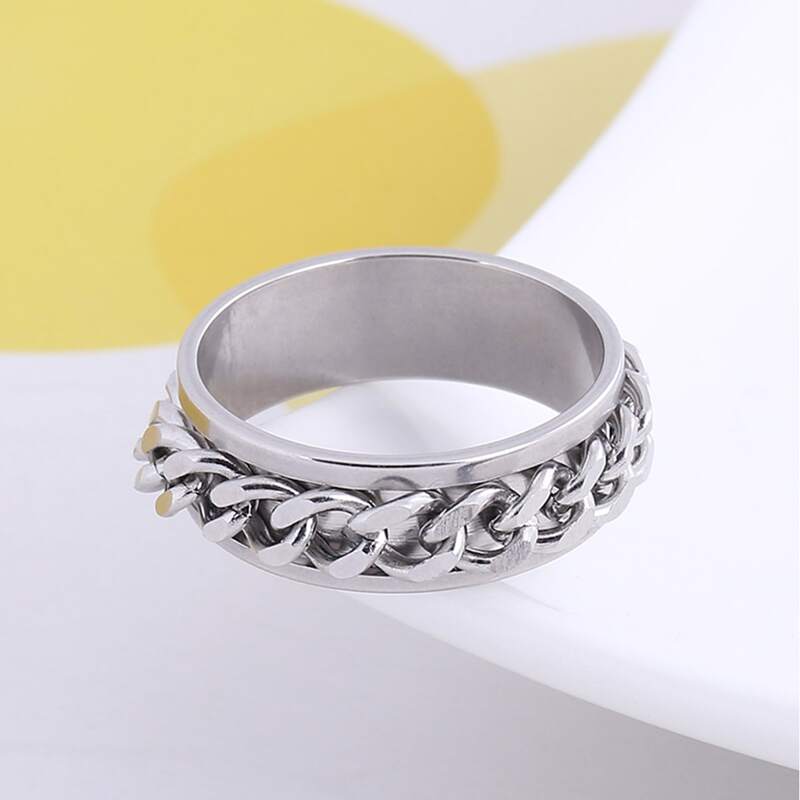 

Guys Chain Design Ring, Silver