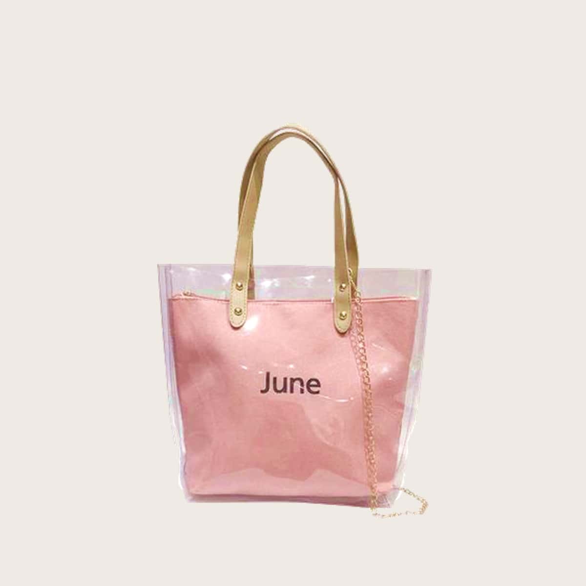 

Clear Tote Bag With Inner Pouch, Pink
