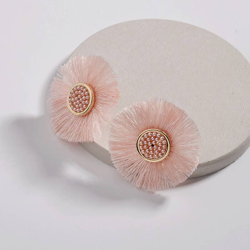 

Tassel Stud Earrings, Pink
