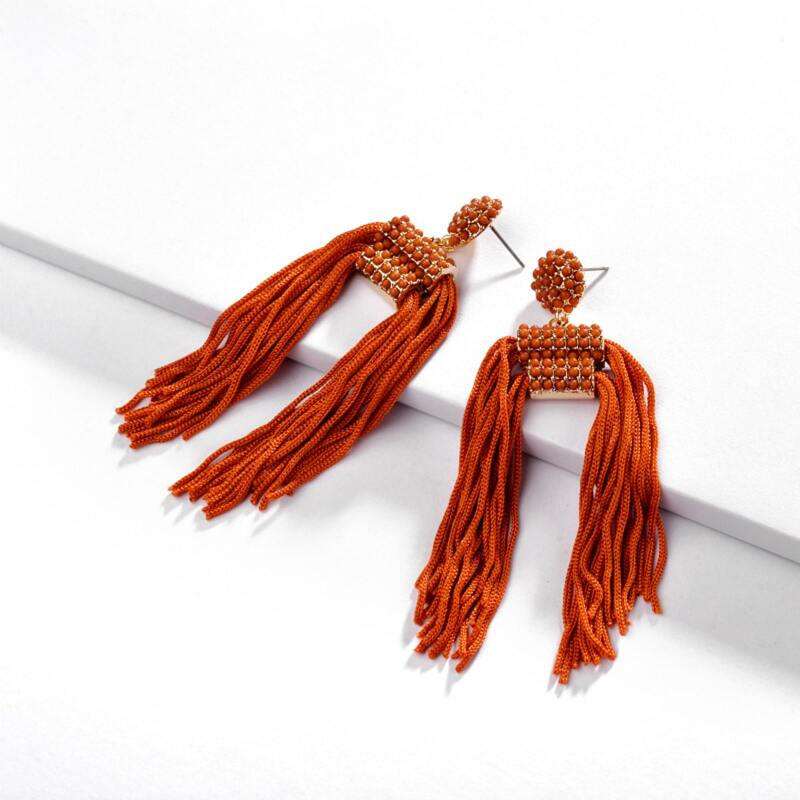 

Tassel Drop Earrings, Orange