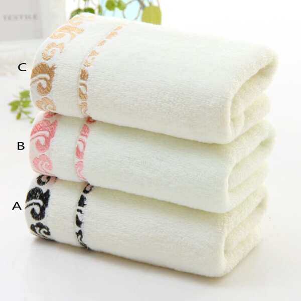 

1pc Embroidery Detail Face Towel, Multicolor