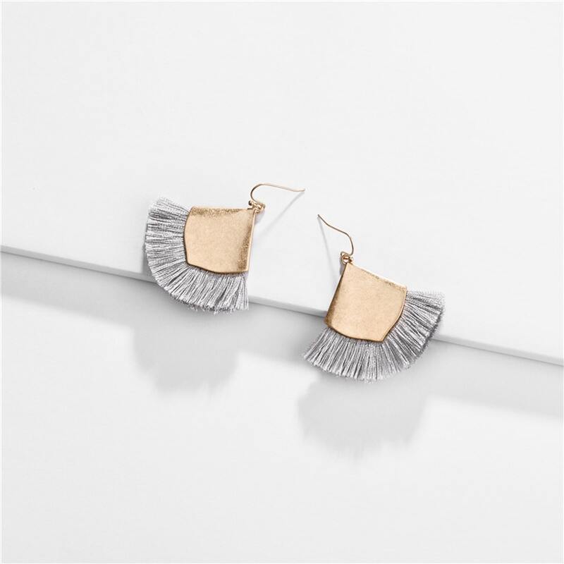 

Fan Shaped Drop Earrings, Multicolor