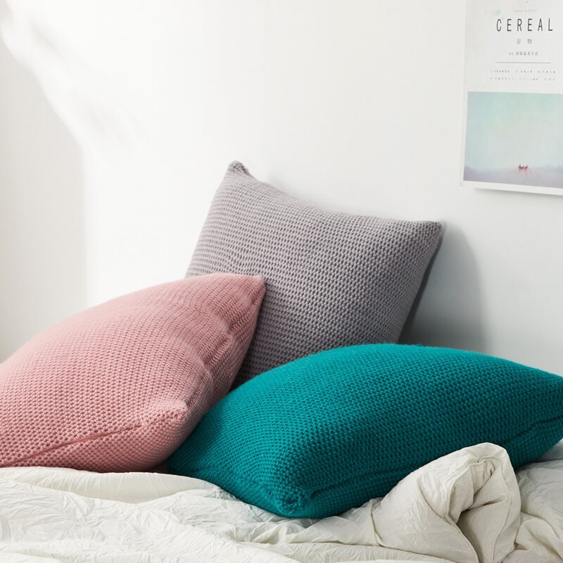 

1pc Knitted Plain Cushion Cover, Multicolor