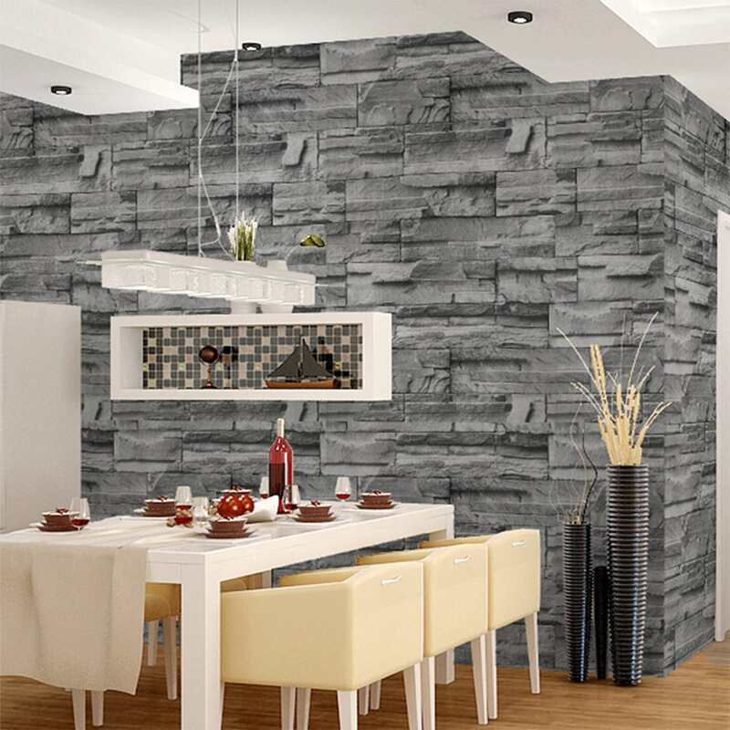 

1roll 3D Brick Pattern Wall Paper, Grey