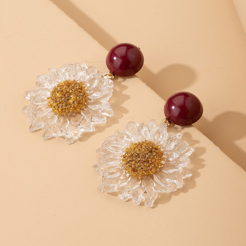 

Flower Shaped Drop Earrings, Multicolor