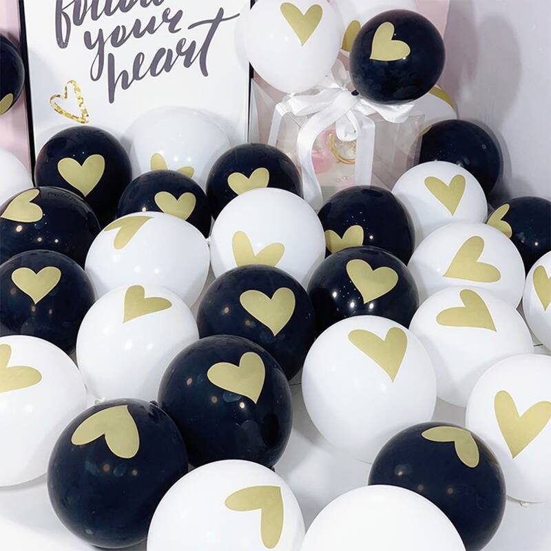 

10pcs Love Pattern Balloon, Black and white