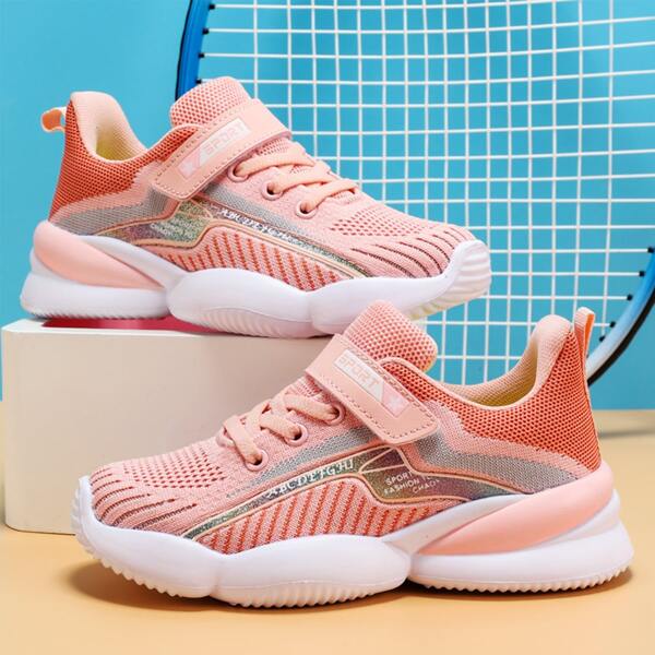 

Girls Lace-up Front Knit Sneakers, Pink