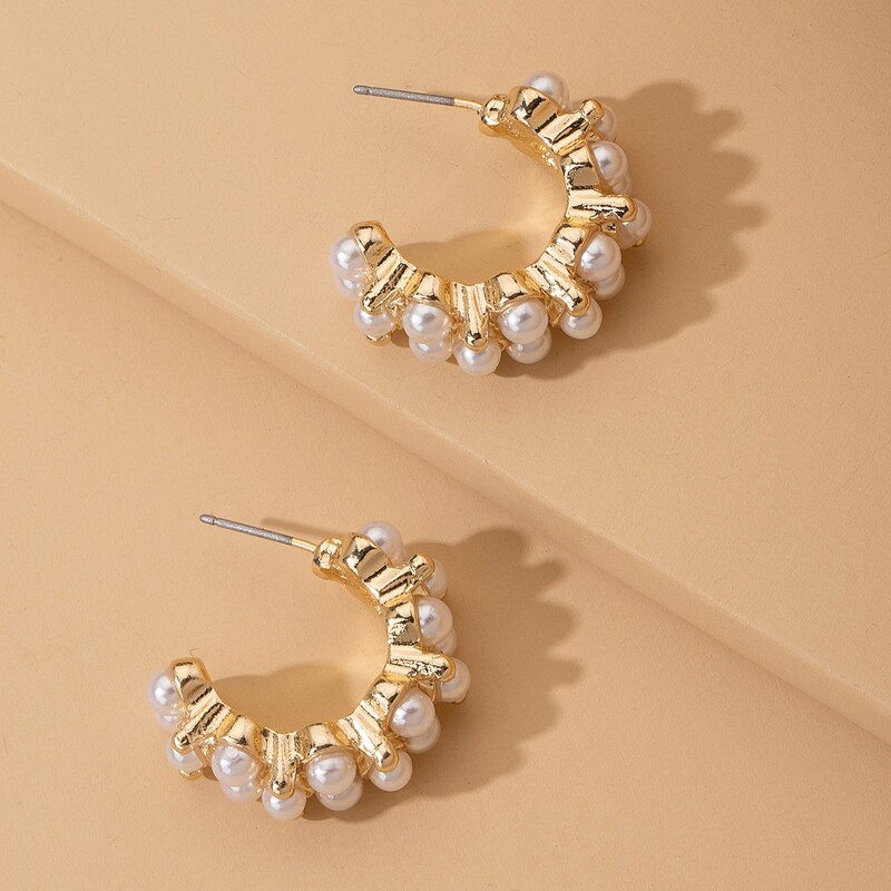 

Faux Pearl Decor Earrings, Gold