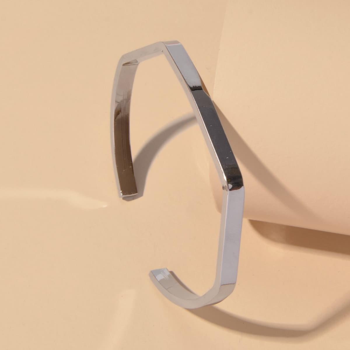 

Metal Cuff Bangle, Silver