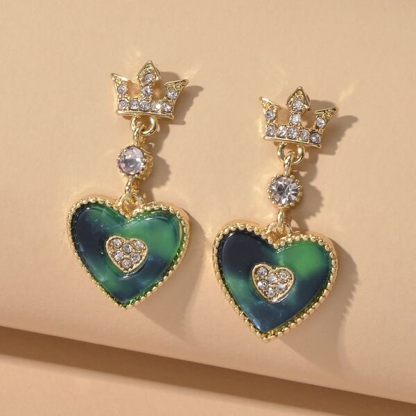 

Heart Shaped Drop Earrings, Multicolor