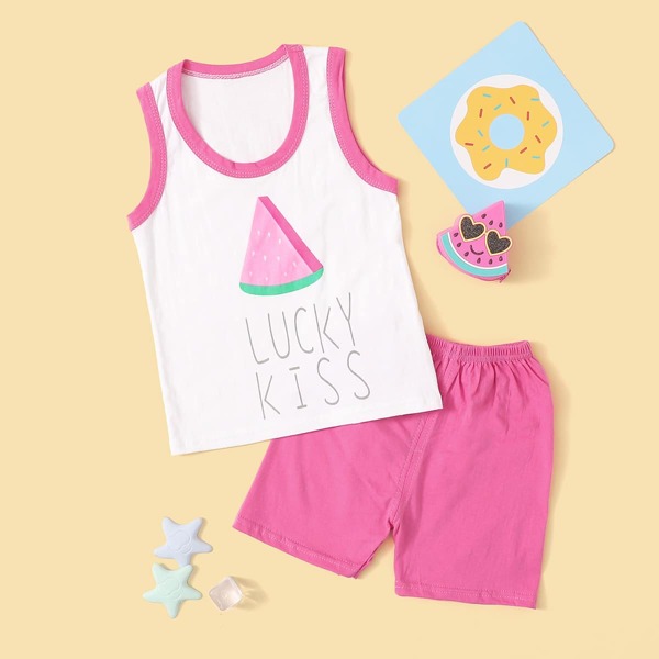 

Toddler Girls Watermelon Print Tank Top & Shorts, Multicolor