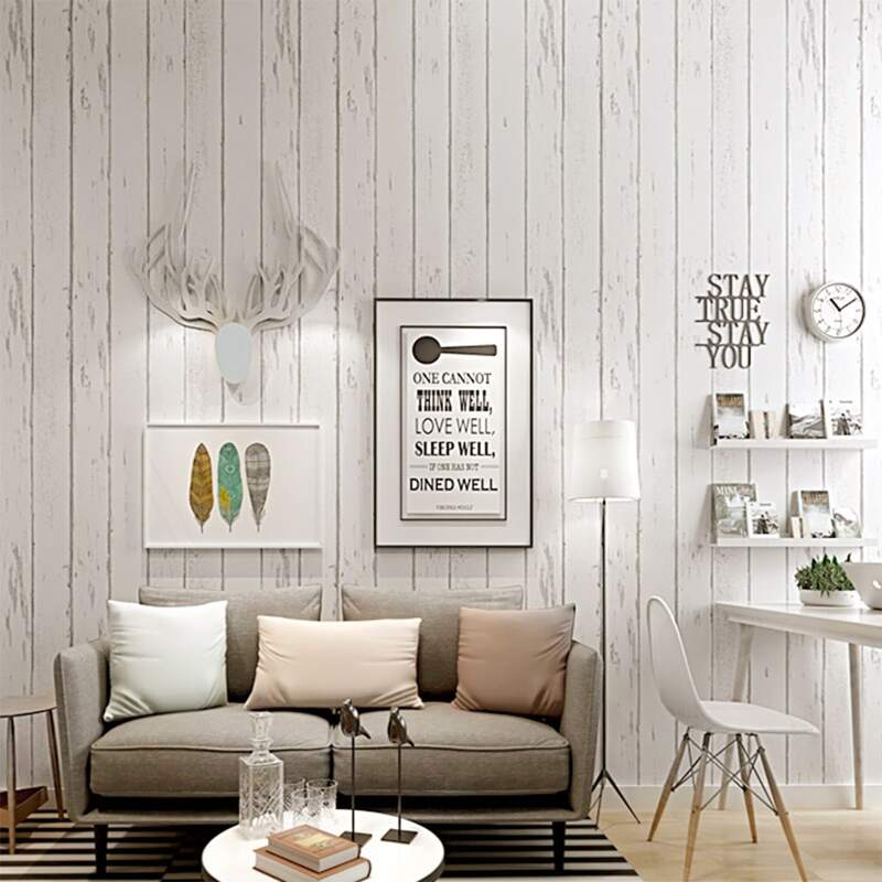 

Striped Plank Pattern Wallpaper, White