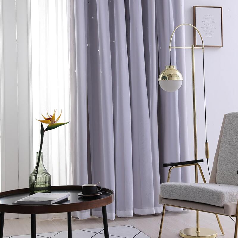

1pc Double Layer Curtain, Grey