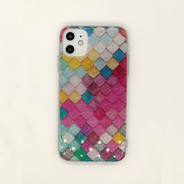 

Чехол для iPhone с блестками в клетку, Многоцветный