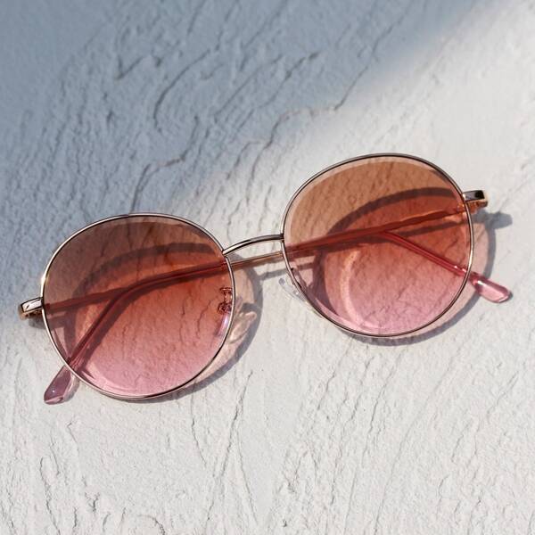 

Round Metal Frame Sunglasses, Pink