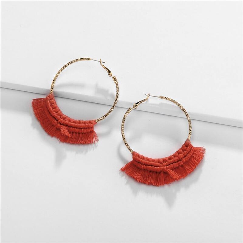 

Tassel Hoop Earrings, Orange