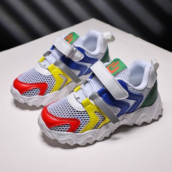 

Girls Colorblock Velcro Strap Sneakers, White