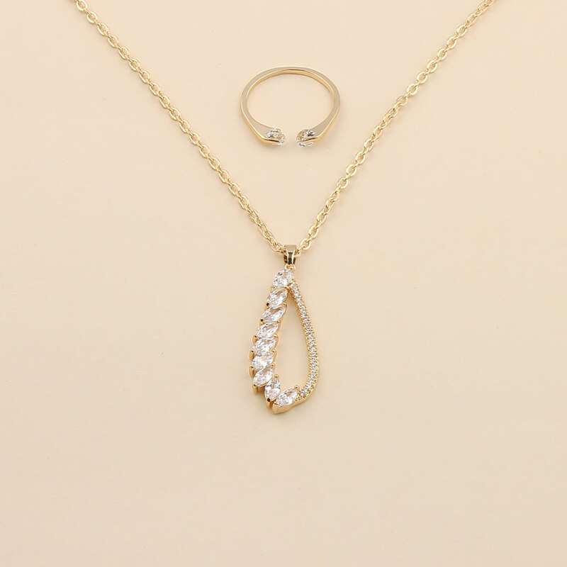 

2pcs Rhinestone Jewelry Set, Gold