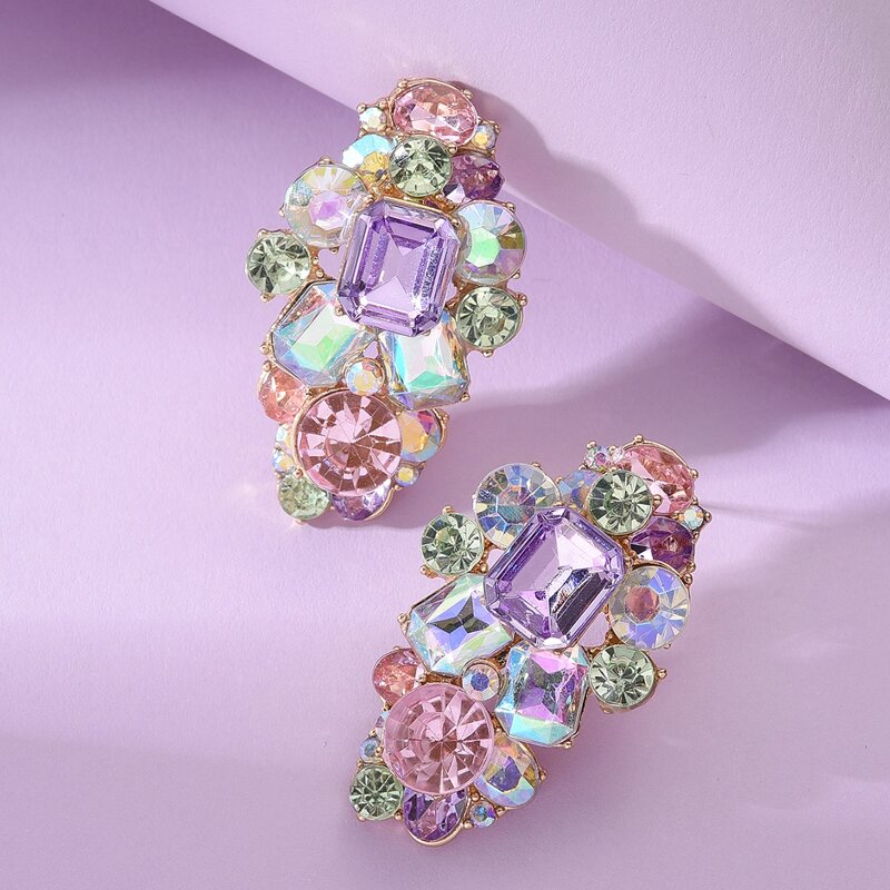 

Gemstone Decor Stud Earrings, Multicolor