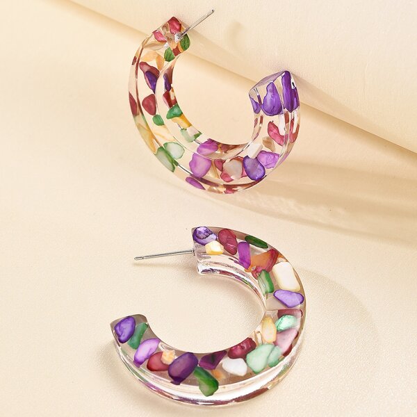 

Cuff Hoop Earrings, Multicolor