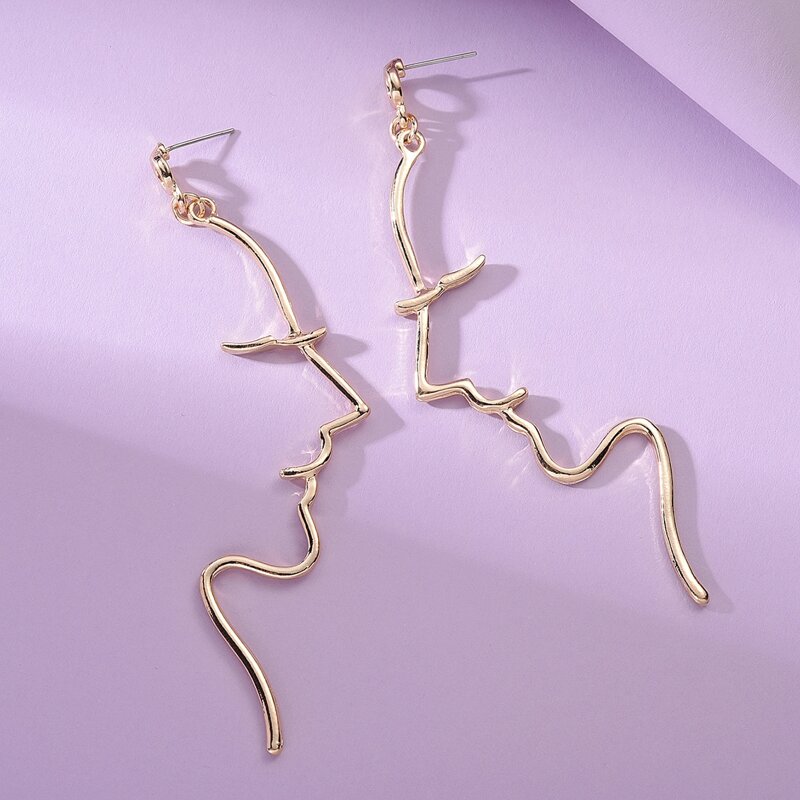 

Figure Shaped Drop Earrings, Gold
