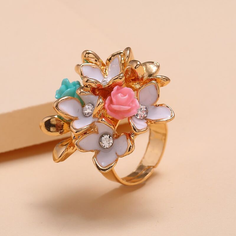 

Rhinestone Flower Ring, Multicolor