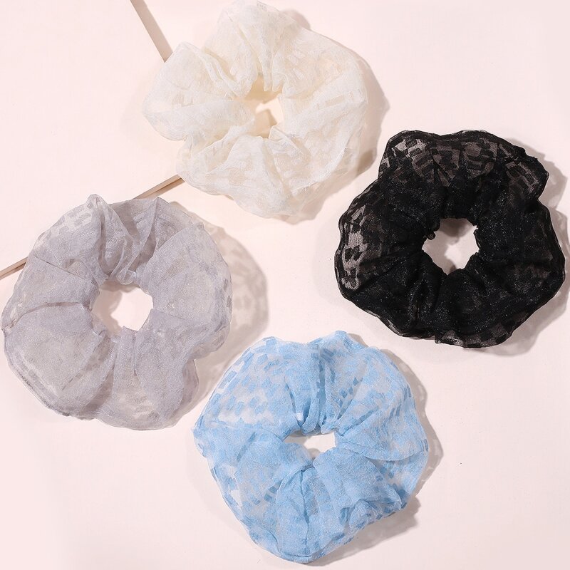 

4pcs Geometric Pattern Scrunchie, Multicolor