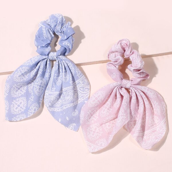

2pcs Paisley Pattern Scrunchie Scarf, Multicolor