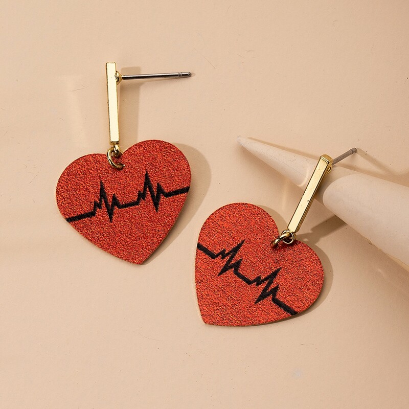 

Heart Shaped Drop Earrings, Red